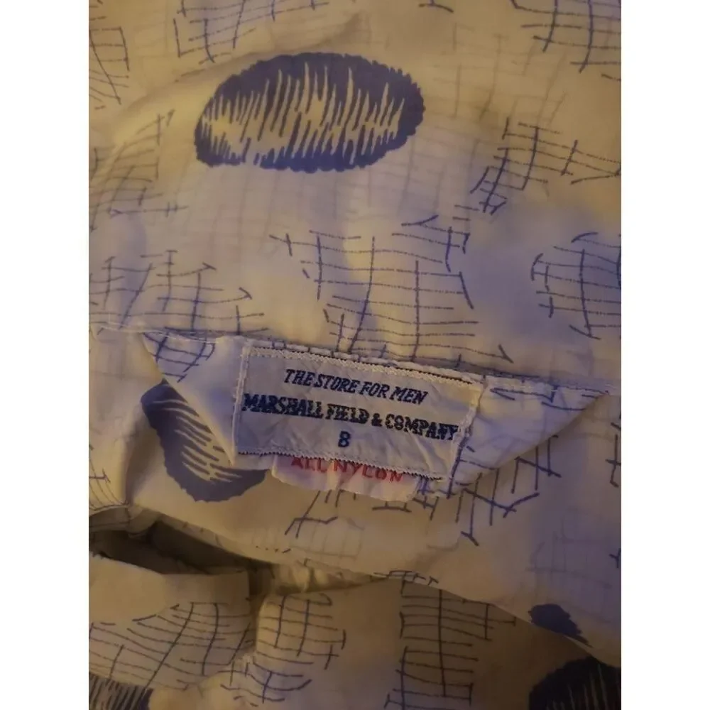 70s White and‎ Blue Nylon Pajama Top